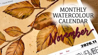 Learn to Paint Autumn Leaves | November Calendar Watercolor Tutorial