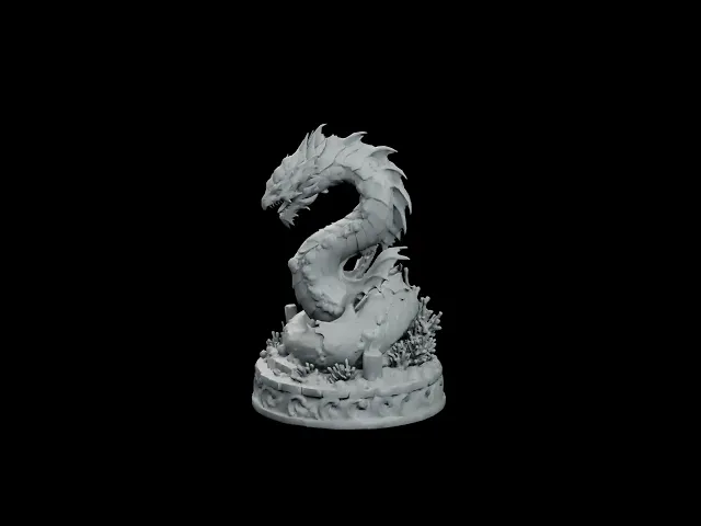 Abyssal Sea Serpent Idol STL - Printable Dark Ocean Monster Statue video thumbnail