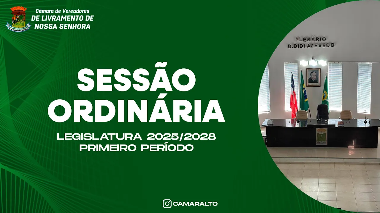 Acompanhe a sessão desta sexta-feira (27) da Câmara de Vereadores de Livramento de Nossa Senhora