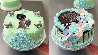 asi se decoran tortas sencillo y facil con rosetones en crema