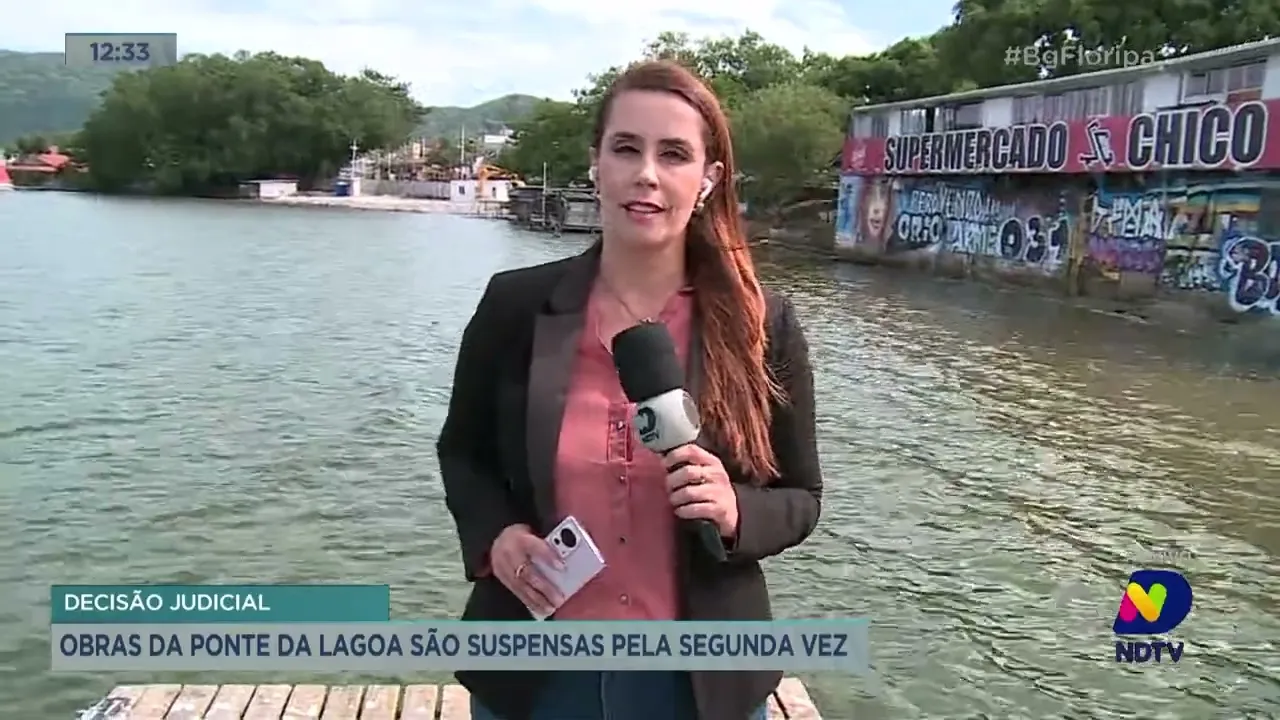 Obras da ponte da Lagoa da Conceição, em Florianópolis, são suspensas pela segunda vez