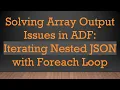 Solving Array Output Issues in ADF Iterating Nested JSON with Foreach Loop