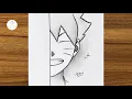 Lagu Easy anime sketch || how to draw Boruto Uzumaki half face easy step by step || Drawing Naruto