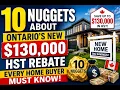 10 NUGGETS ABOUT ONTARIO S NEW 130 000 HST REBATE EVERY HOME BUYER MUST KNOW