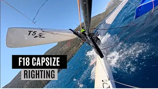 How to right an inverted Formula 18 catamaran