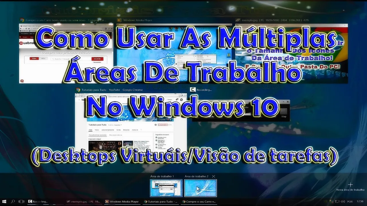 Como Usar As Múltiplas Áreas De Trabalho No Windows 10! (Desktops Virtuáis/Visão de tarefas)