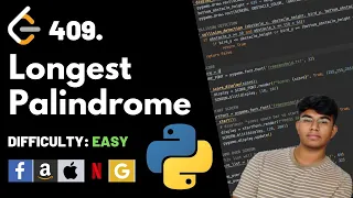 Longest Palindrome Leet code 409 Theory explained Python code