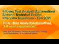 Infosys Second Technical round Test Analyst Automation Interview questions and Answers - 2025