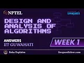 Design and Analysis of Algorithms Week 1 NPTEL ANSWERS 2026