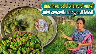 कधी न खाल्लेली आंबट तिखट चवीची आंबाड्याची भाकरी आणि झणझणीत तिळकुटाची मिरची| Mirchi recipe in marathi