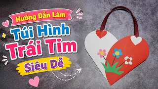 Hướng Dẫn Làm Túi Hình Trái Tim Siêu Dễ | DIY Heart Bag Tutorial ❤️ Easy Paper Craft