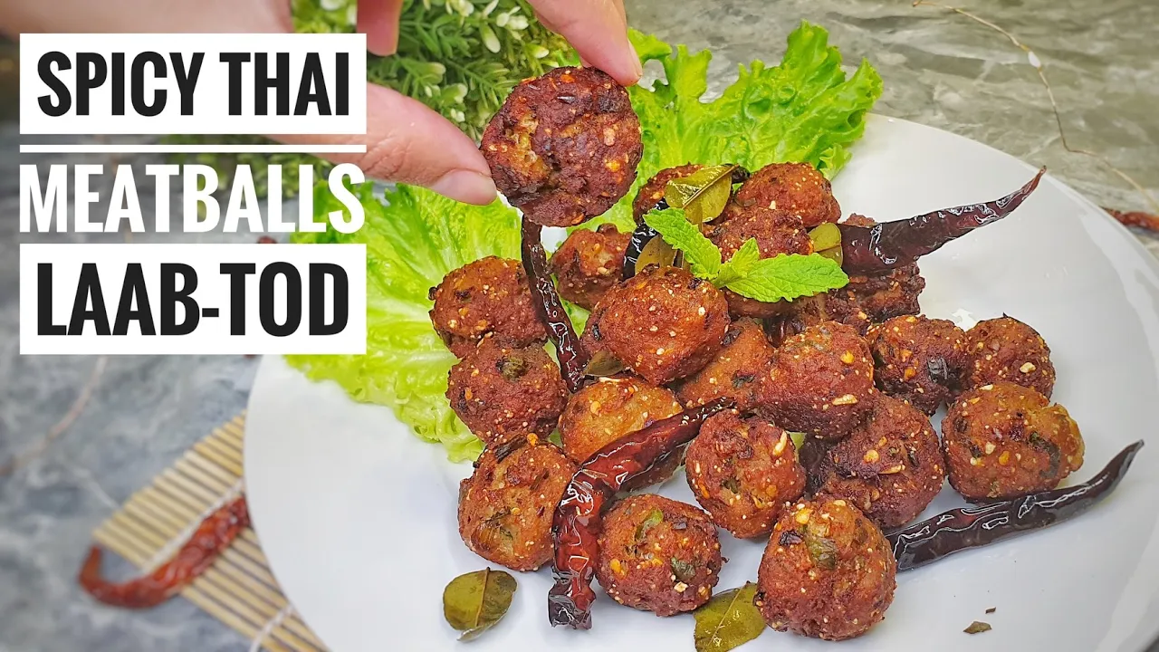 Spicy Thai Meatball Recipe - Laab Tod   Thai Girl in the Kitchen