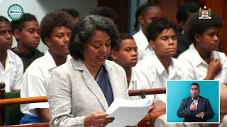 Minister for Women, Children and Social Protection Hon. Sashi Kiran updates Parliament.