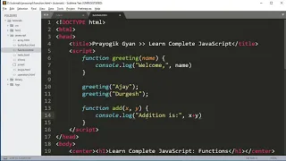 JavaScript User define Functions in Hindi Part10