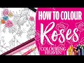 HOW TO COLOUR ROSES with Colouring Pencils Eeva Nikunen Alice in Wonderland Colouring Tutorial