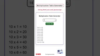 Multiplication Table Generator using html css js