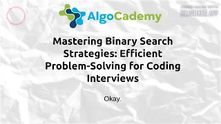 Mastering Binary Search Strategies Efficient Problem-Solving for Coding Interviews