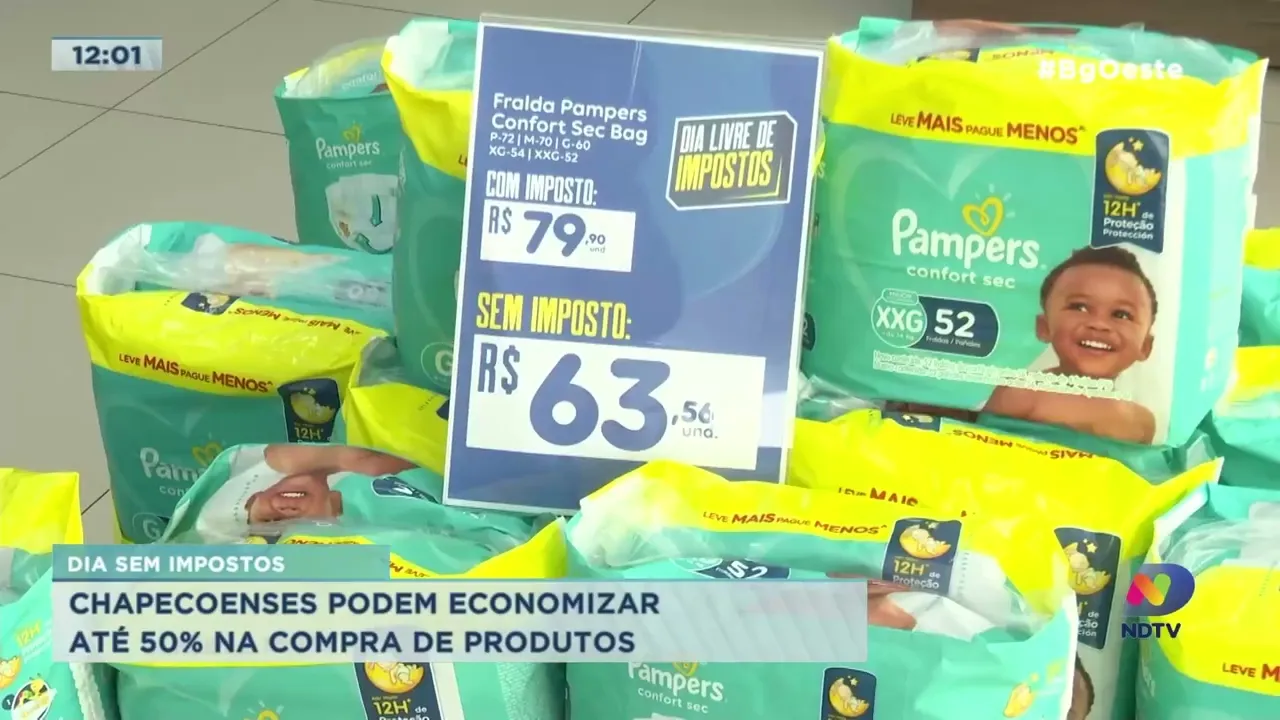 Dia sem impostos: Chapecoenses podem economizar até 50% na compra de produtos