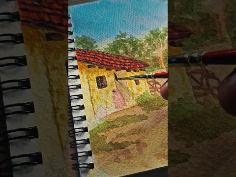 A Village Full of Memories 🌿🏡 | Indian Village Painting | Painting Process