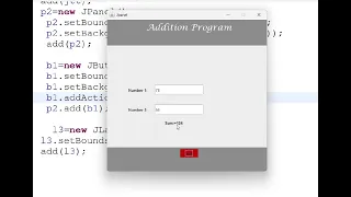 Java Swing Tutorial JFrame Addition Program GUI Calculator Example