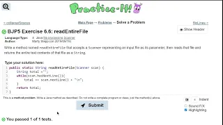 Java Practice It 6 6 readEntireFile file processing scanner while loop with strings