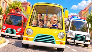 🚌 Las Ruedas del Autobús y los Vehículos de Rescate 🚒 | Canciones Infantiles
