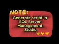 How to Generate SQL Script for Database in SQL Server Step by Step