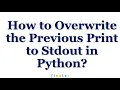 How to Overwrite the Previous Print to Stdout in Python