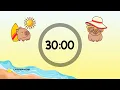 Capybara Summer Timer For Kids - 30 Minutes Countdown Timer For Kids With Music Classroom Timer
