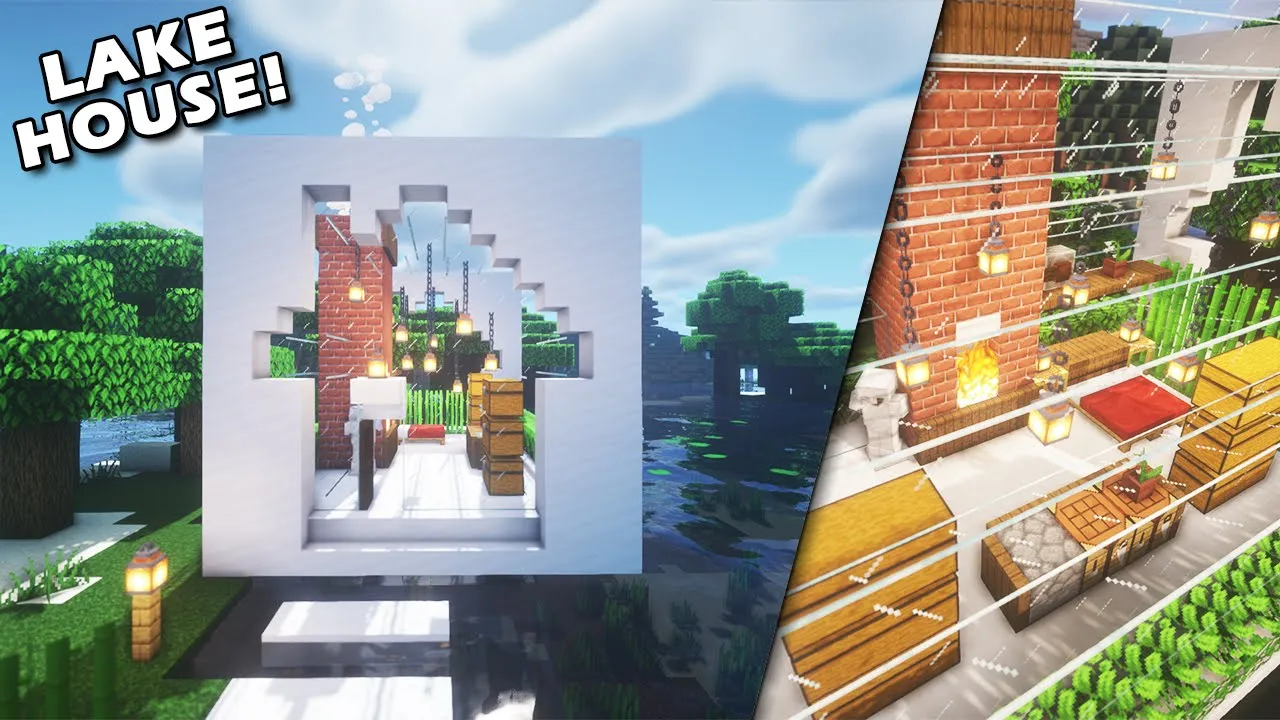 MINECRAFT: How to Build a MODERN LAKE HOUSE Tutorial (EASY)