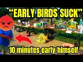 MAN GETS MAD AT YARD SALE EARLY BIRDS WHILE BEING ONE TOO