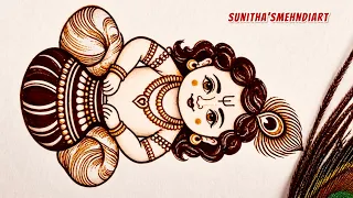 Cute Bal Krishna Mehndi Design Tutorial 🦚 || 6*3 डॉट्स से लिटिल कृष्ण बनाये | Easy Krishna Drawing |