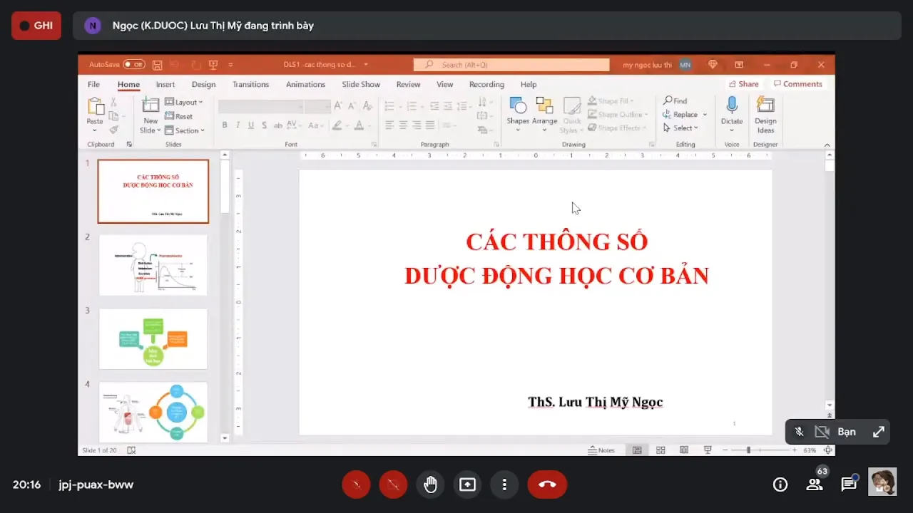 Outline Video Dược Lâm Sàng 1 Bài 2 Các thông số dược động học cơ bản