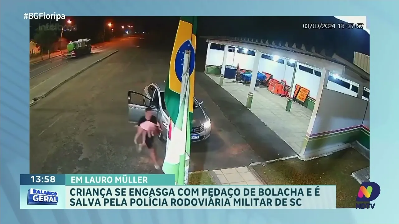 Polícia Militar Rodoviária de SC salva criança engasgada com bolacha em Lauro Müller