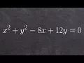 Converting a circle into standard form and then graphing