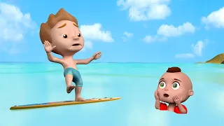 Download Beach Song + More Nursery Rhymes \u0026 3D Cartoons! Let's Go To The Beach \u0026 Swim Like The Baby Sharks Do MP3