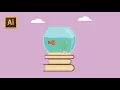 SMALL FISH IN THE MINI AQUARIUM - TUTORIAL FLAT DESIGN ADOBE ILLUSTRATOR