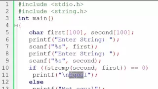 Compare two string using strcmp function