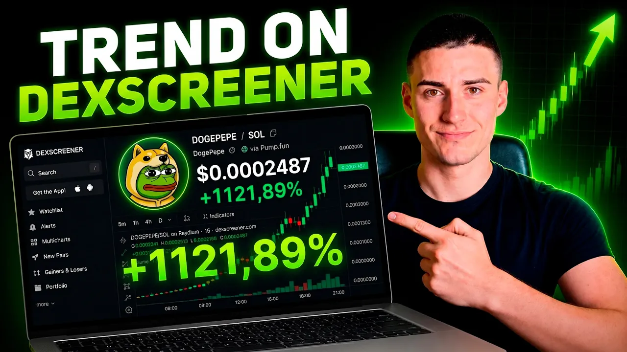 PandaBoost DEX Screener Trending video walkthrough with the presenter and live token chart
