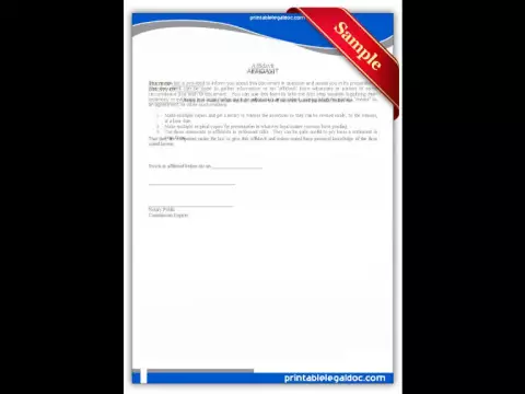 Download MP3 Free printable Affidavit Forms