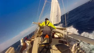 Sailing in BIG WIND and WILD SEAS!!! (Short Clip)