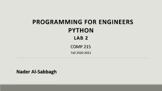 COMP215 - Programming for Engineers Lab 2 Python