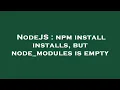 NodeJS npm install installs but node - modules is empty