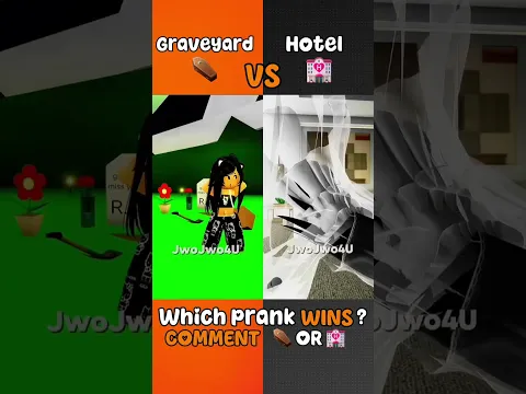 i pranked him as a ghost 👻 at the graveyard ⚰️ vs at the hotel 🏨 which one wins? #roblox #shorts