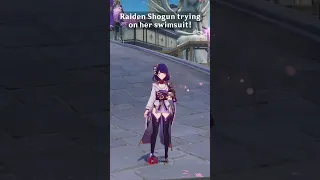 Raiden Shogun Trying On Her Swimsuit Shorts Genshinimpact Raidenshogun 