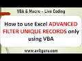 How to use Excel ADVANCED FILTER UNIQUE RECORDS only using VBA
