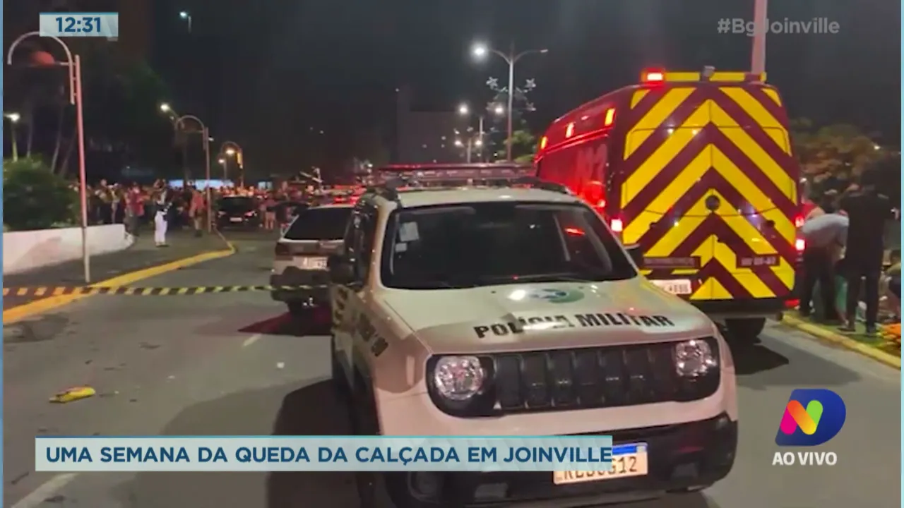 Uma semana da queda da calçada em Joinville