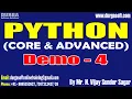 PYTHON tutorials Demo - 4 by Mr N Vijay Sunder Sagar On 21-05-2024 10PM IST