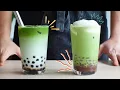Matcha Milk Tea Recipe Boba or with Red Cheese