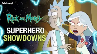superhero showdowns rick and morty adult swim